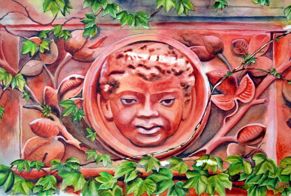 "Wicker Park Terracotta", Watercolor on Paper, 18 in. x 12 in., (August 2020). © Gian Luca Ferme.