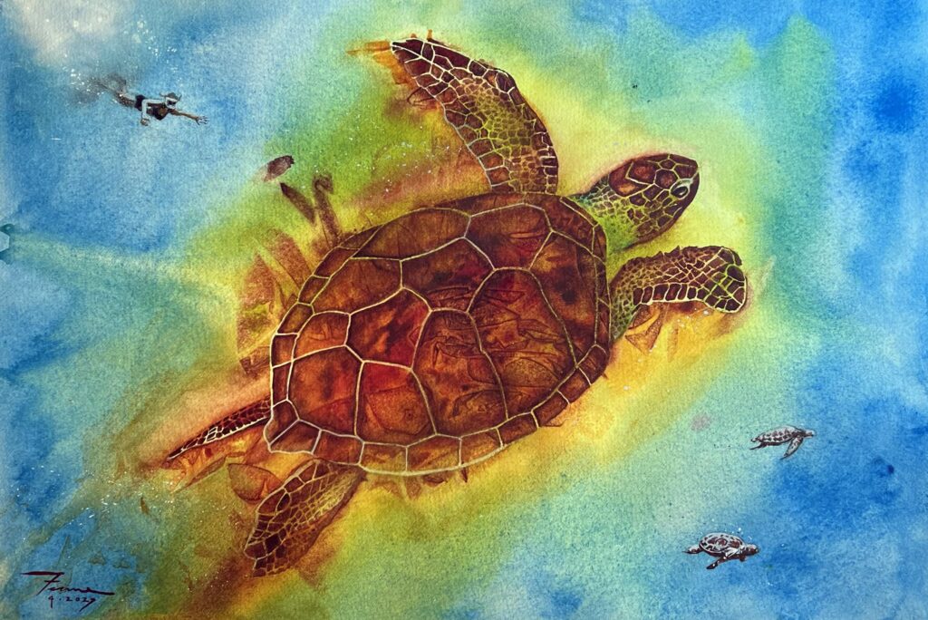 "Caretta Caretta", Watercolor on Paper. © Gian Luca Ferme.