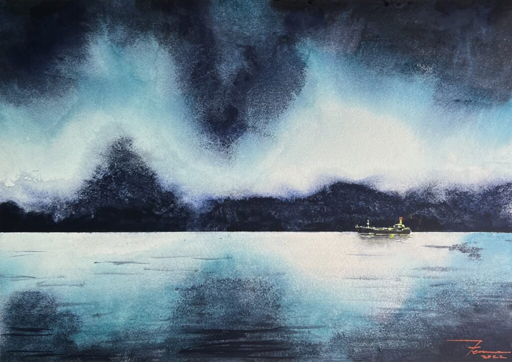 "Cargo", Watercolor on Paper (October 2022). © Gian Luca Ferme.