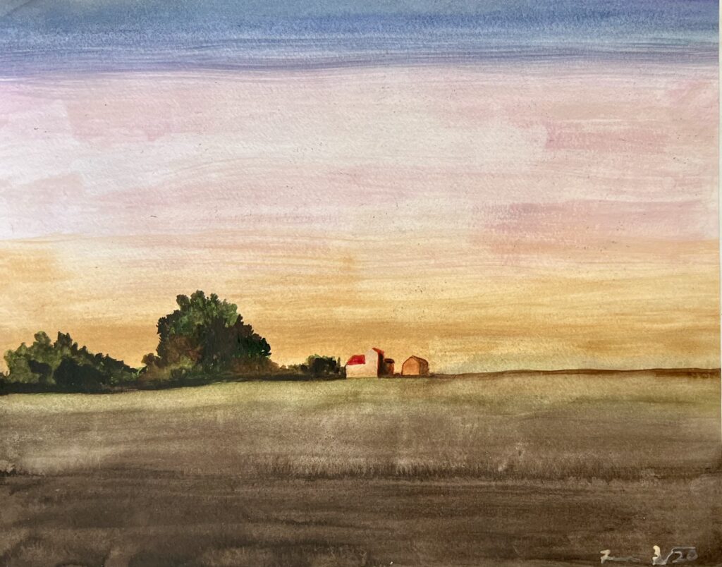 "Po Valley Landscape", Watercolor on Paper. © Gian Luca Ferme.