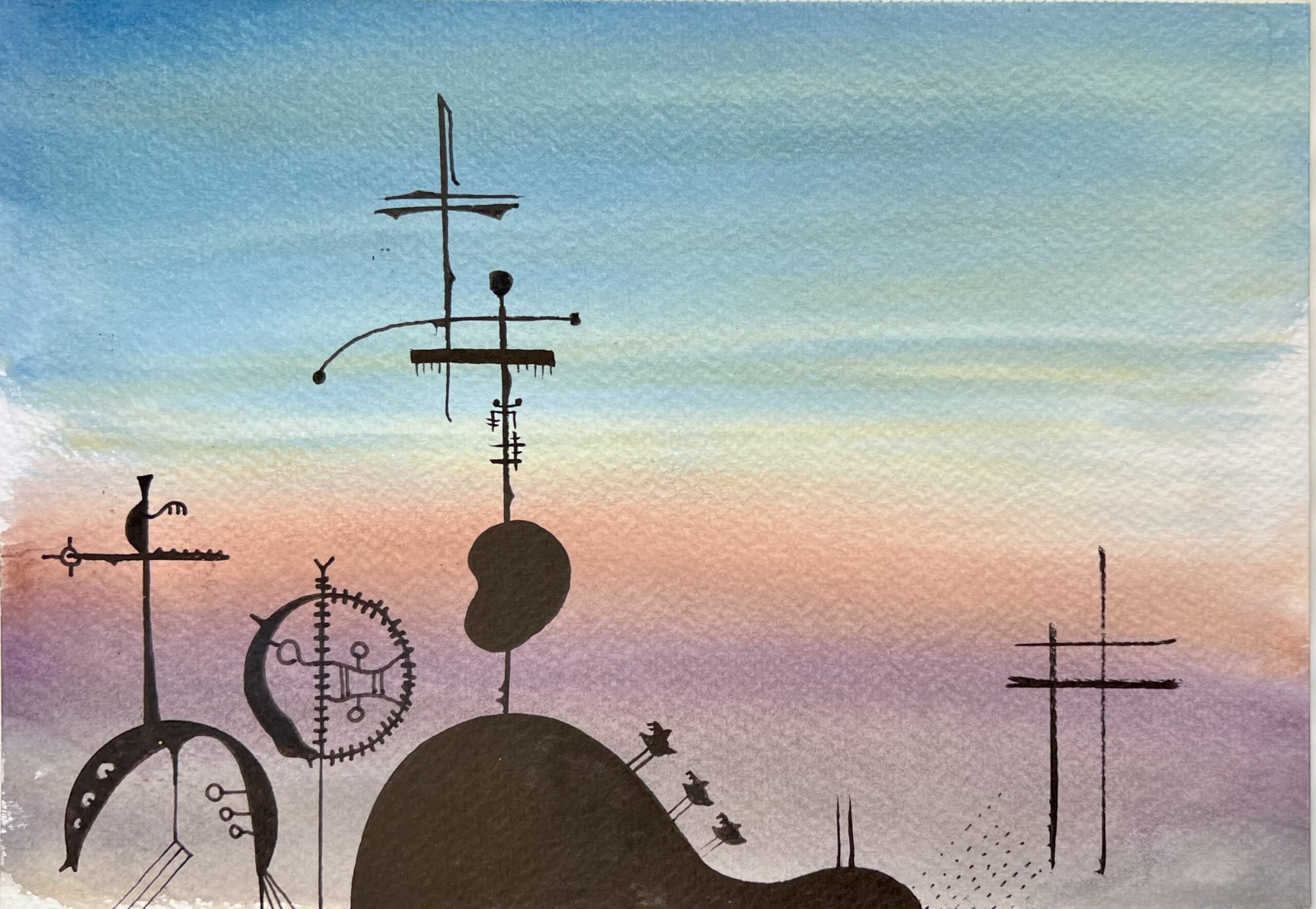 "Surreal Landscape", Watercolor on Paper. © Gian Luca Ferme.