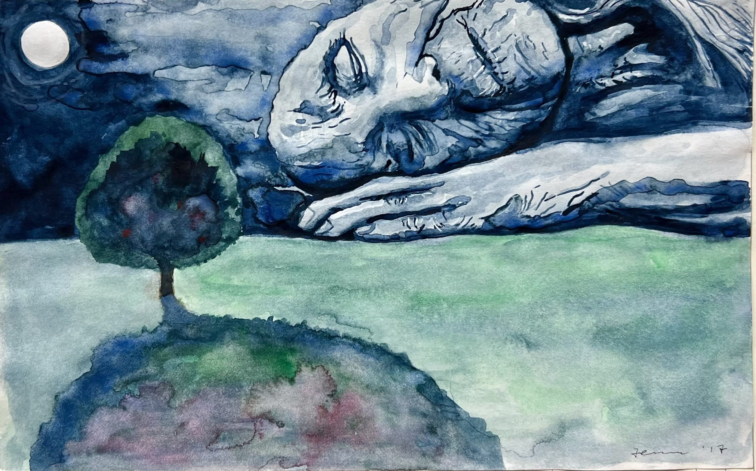 "The Earth Is Tired", Watercolor on Paper. © Gian Luca Ferme.