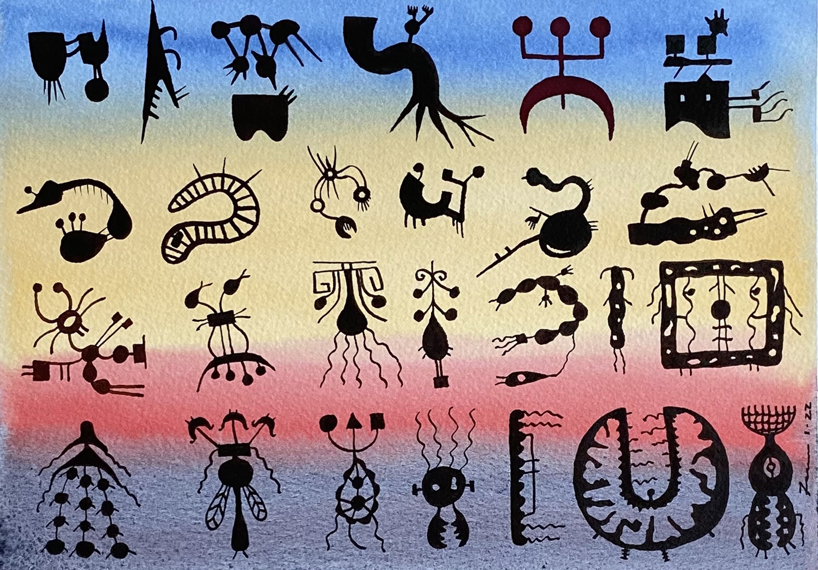 "Virus", Watercolor on Paper (January 2022). © Gian Luca Ferme.