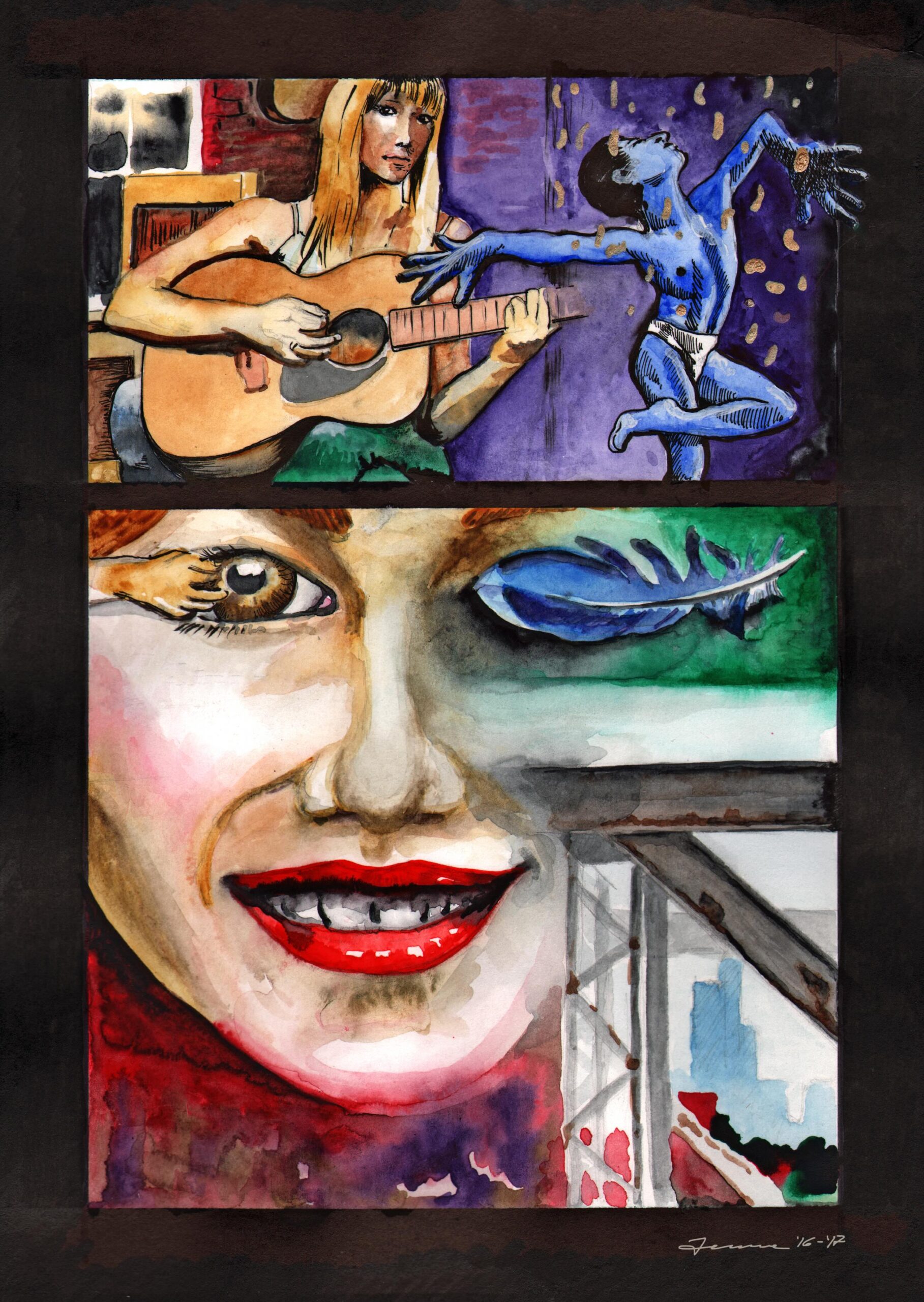 "Visual Poem - Page 1", Watercolor on Paper. © Gian Luca Ferme.