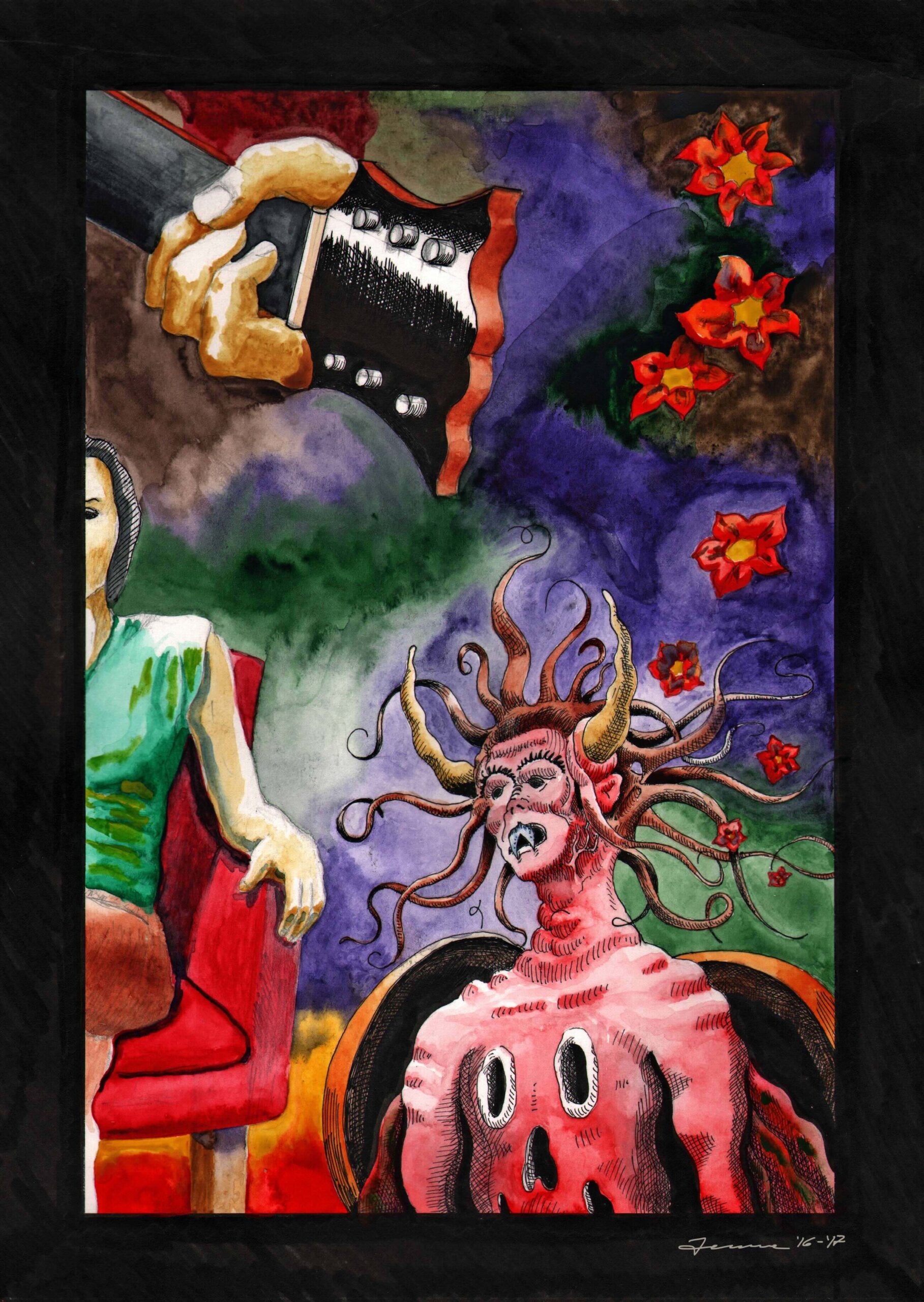 "Visual Poem - Page 2", Watercolor on Paper. © Gian Luca Ferme.