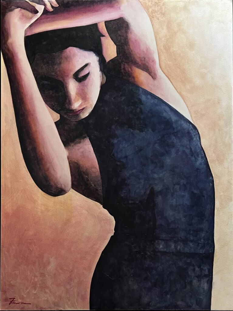 Camilla. February 2022. 18 in. x 24 in. (45.72 cm. x 60.96 cm.). Watercolor on Caolin Board. 0 (Mounted on Float Frame)