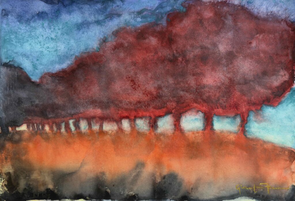 "Countryside #2, Piedmont", Watercolor on Paper, July 2025, 16.52" x 11.72" (42 cm. x 29,7 cm.) © Gian Luca Ferme.